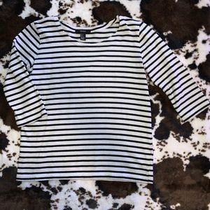 Forever 21 white & black striped 3/4 top - Size S